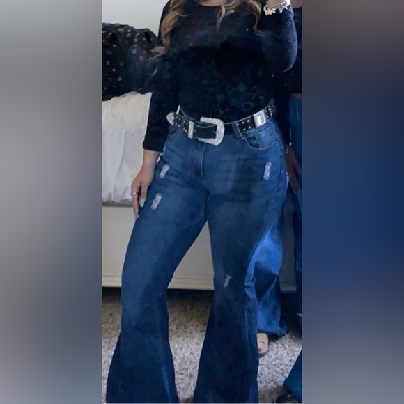 Lucky & Blessed Denim - Western Bell Bottom Jeans